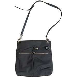 HENRI BENDEL Lg Gray Nylon JETSETTER Convertible Backpack Crossbody Gold Hardwar